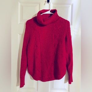 Red cable knit GAP turtle neck full sleeves sweater